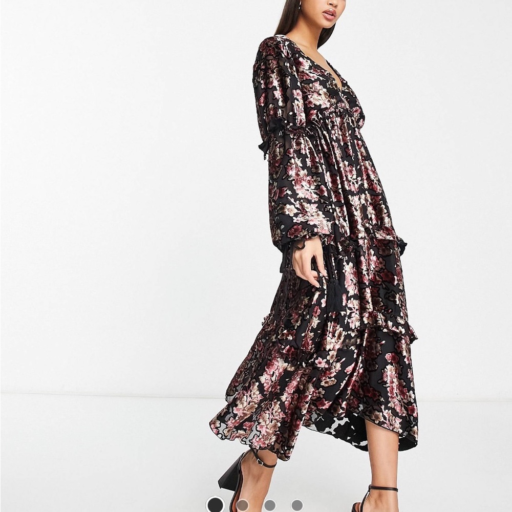 ASOS design lace burnout Devore midi dress